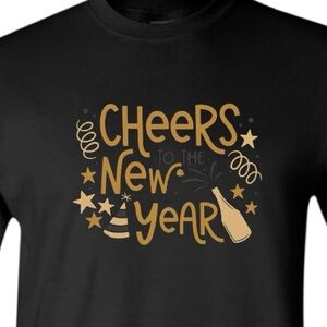 Cheers to the New Year T-shirt S M L XL Unisex Black New Happy New Year